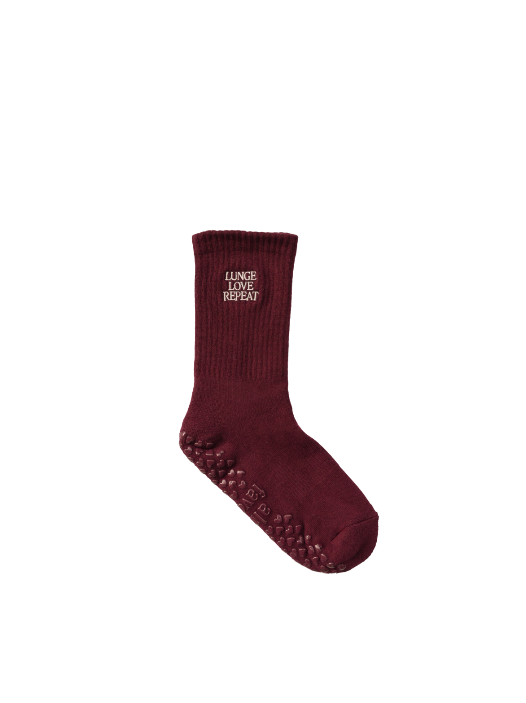 Lunge Love Repeat grip socks in burgundy