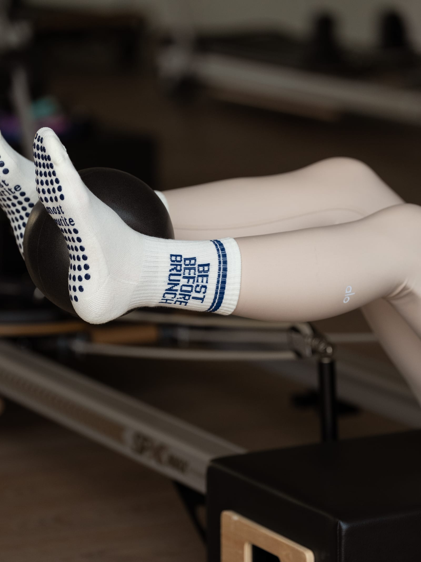 Grip socks on a studio floor